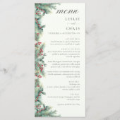 Winterbessen en dennen Waterverf groen bruiloft Menu (Voorkant)