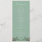 Winterbessen en dennen Waterverf groen bruiloft Programma (Achterkant)