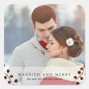 Winterbessen Getrouwd en Merry Photo Sticker