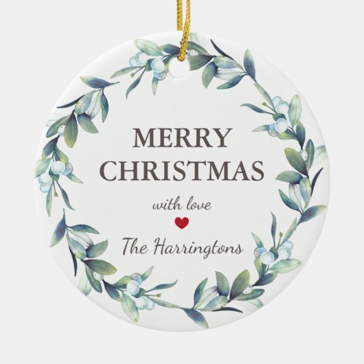 Winterbessen Vrolijke kerstvakantie Keramisch Ornament (Voorkant)