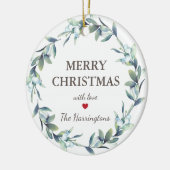 Winterbessen Vrolijke kerstvakantie Keramisch Ornament (Links)