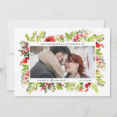 winterblad rode waterverf foto save the date (Voorkant)