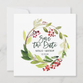 Winterbladerblad met de datumkaart save the date (Voorkant)