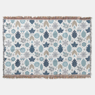 Winterbladeren en sneeuwvormen gooien deken