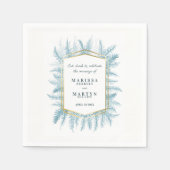 Winterbladgroen waterverf blauwe bruiloft servet (Voorkant)