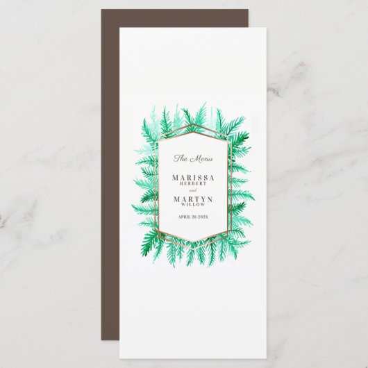 Winterbladgroen waterverf groene bruiloft menu (Voorkant / Achterkant)