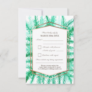 Winterbladgroen waterverf groene bruiloft RSVP kaartje