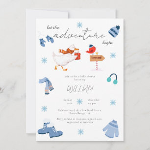 Winterblauw avontuur begint Baby shower Kaart