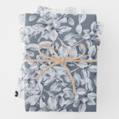 Winterblauw blauw blauw bladerblauw patroon met sn inpakpapier vel (In situ)