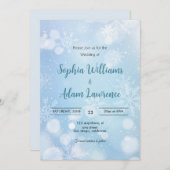 Winterblauw en wit bruiloft uitnodiging (Voorkant / Achterkant)