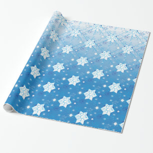 Winterblauw- en witsneeuwvlokken cadeaupapier