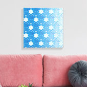 Winterblauw- en witsneeuwvlokken canvas afdruk (Insitu (Woonkamer))