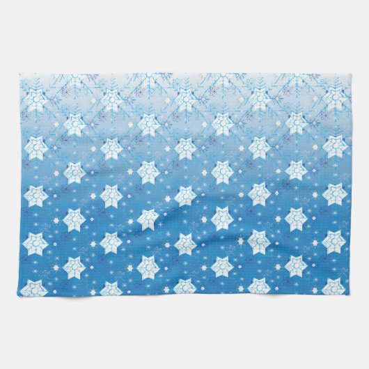 Winterblauw- en witsneeuwvlokken theedoek (Horizontaal)