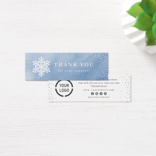 Winterblauw Snowflakes Kerstmis Dank je toevoeging Mini Visitekaartjes (Bureau)
