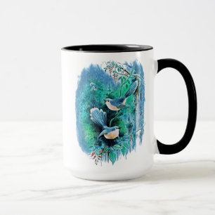 Winterblauw vogelschilderij mok