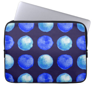 Winterblauw Waterverf Grote Stippen Patroon Laptop Sleeve