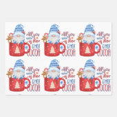Winterblauw, wit en rood gnomen ompakpapier S Inpakpapier Vel (Voorkant 3)