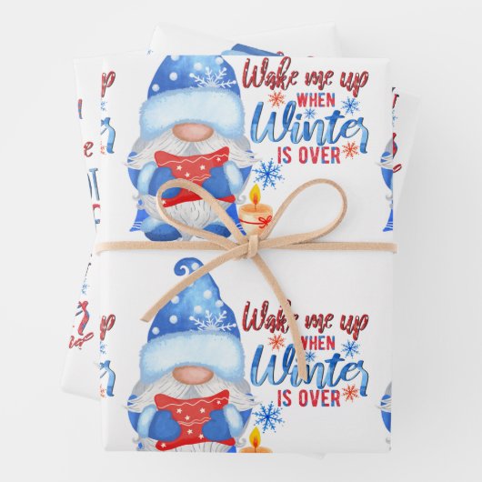 Winterblauw, wit en rood gnomen ompakpapier S Inpakpapier Vel (In situ)