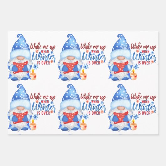 Winterblauw, wit en rood gnomen ompakpapier S Inpakpapier Vel (Voorkant)