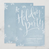 Winterblauwe handgeschreven feestdag kaart (Voorkant / Achterkant)