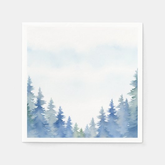 winterblauwe pijnbomen bruidsservet servet (Voorkant)