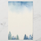Winterblauwe pijnbomen vlakte briefpapier (Voorkant)