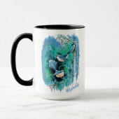 Winterblauwe vogels schilderen met naam mok (Links)