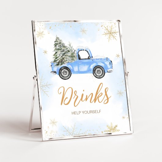 Winterblauwe Vrachtwagen Drinken Poster