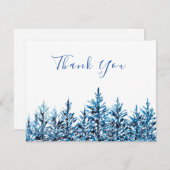 Winterblauwe Waterverf Pine Trees Bedankkaart (Voorkant / Achterkant)