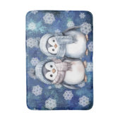 Winterblauwe Waterverf Pinguïns Sjaals Petten Badmat (Voorkant Verticaal)