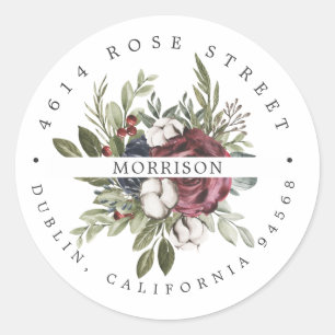 winterbloem Botanisch retouradres Boho Ronde Sticker