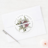 winterbloem | Botanisch retouradres Boho Ronde Sticker (Envelop)
