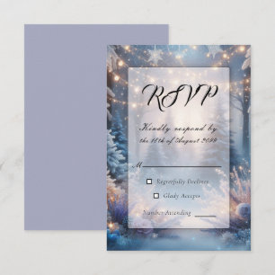 Winterbloemen in Berijpte Dennen Trouwdag RSVP Kaartje