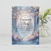 Winterbloemen in Frosted Pines Engagement Party Kaart (Staand voorkant)