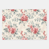 Winterbloemen in Roze Rood en Wit, Kerstmis Inpakpapier Vel (Voorkant 2)