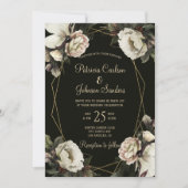 Winterbloemengoud geometrisch lijst bruiloft kaart (Voorkant)