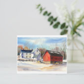 Winterboerderij en Rode Barn Briefkaart (Staand voorkant)