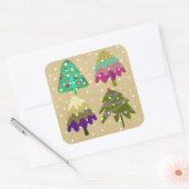 Winterbomen afgeronde vierkante Stickers (Envelop)