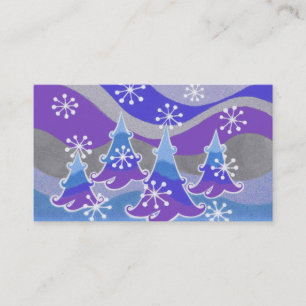 Winterbomen blauw visitekaartje blauw