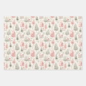winterbomen bos Girly roze kerst Inpakpapier Vel (Voorkant 3)