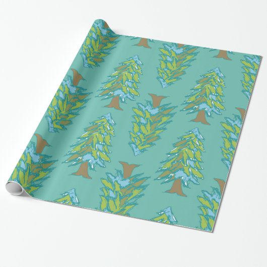 Winterbomen Cadeaupapier (Uitgerold)