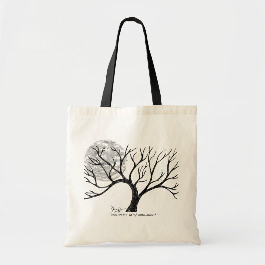 Winterbomen en Moon Black en White Bag Tote Bag (Voorkant)