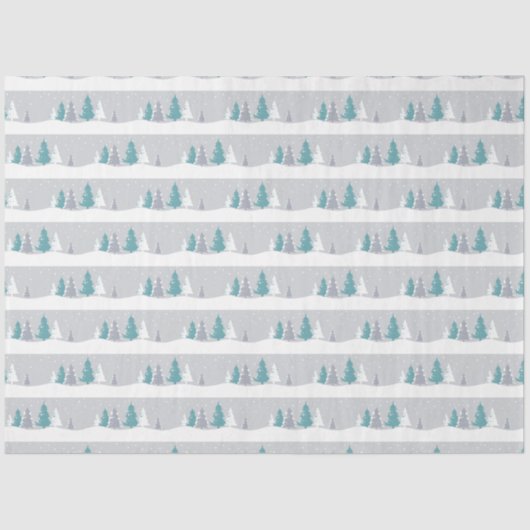 Winterbomen en Sneeuw Lichtgrijs Patroon Tissuepapier (Voorkant)