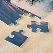 Winterbomen in de schemerblauwe hemel legpuzzel (Zijkant)