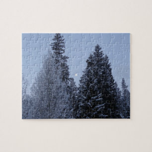 Winterbomen in het landschap van Dawn Montana Legpuzzel