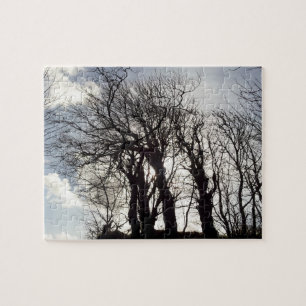 Winterbomen langs een Landes Cornwall England Legpuzzel