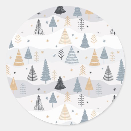 Winterbomen Ronde Sticker (Voorkant)