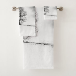 Winterbomen silhouet #2 bad handdoek