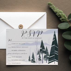 Winterbomen Trouwen met Maaltijdkeuzes RSVP-kaart RSVP Kaartje