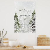 Winterbomen vakantie welkom trouwbord poster (Keuken)